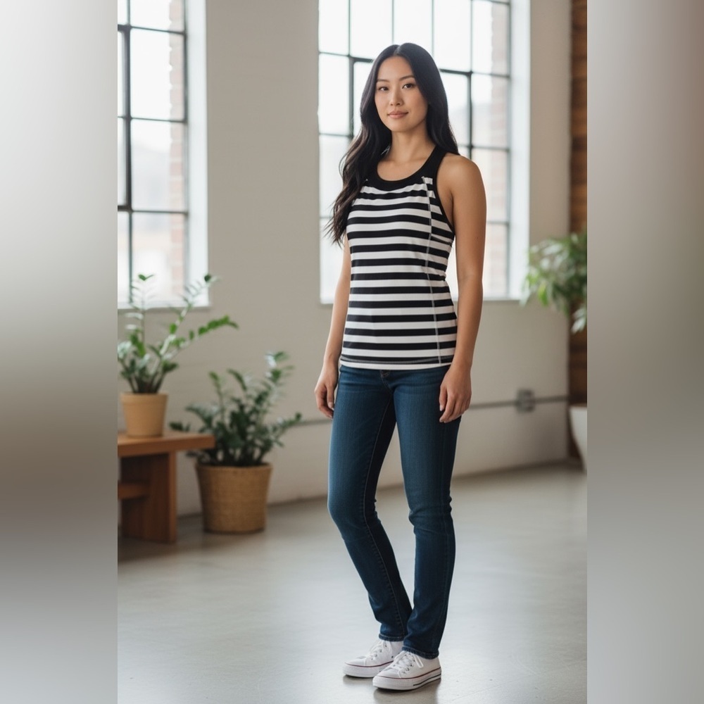 Athleta striped top size small​‎